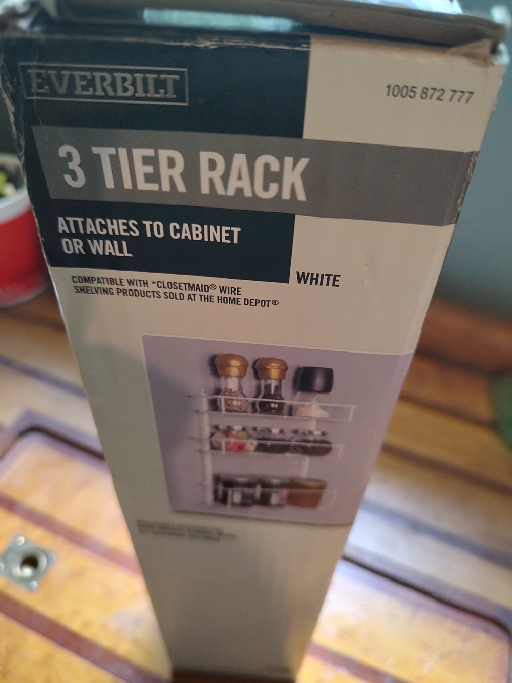 White 3-Tier Rack - Wall or Cabinet Mounted Storage For Spice Pantry